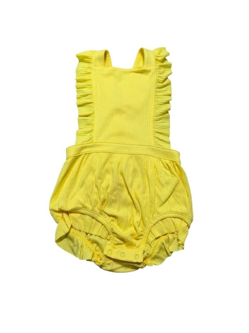 NWT Baby Cat & Jack Yellow Ruffle Bubble Romper 12M Adjustable Straps